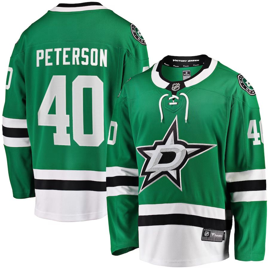 Men Dallas Stars #40 Jacob Peterson Fanatics Branded Kelly Green Home Breakaway Player NHL Jersey